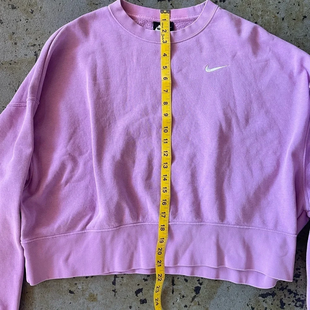 Nike Sportswear Cropped Fleece Oversized Crew-Neck Pastel Lilac Sweatshirt Sz SM